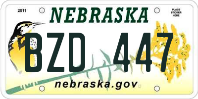 NE license plate BZD447