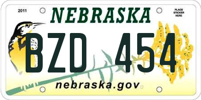 NE license plate BZD454