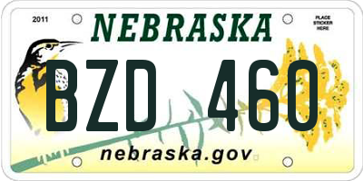 NE license plate BZD460