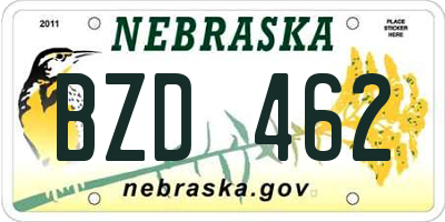 NE license plate BZD462