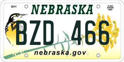 NE license plate BZD466