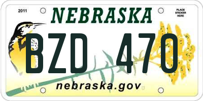 NE license plate BZD470
