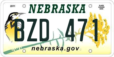 NE license plate BZD471