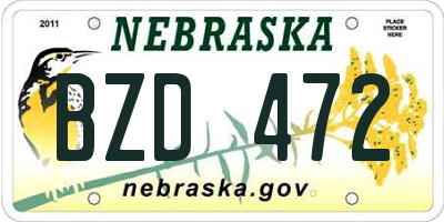 NE license plate BZD472