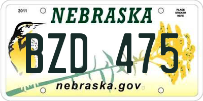 NE license plate BZD475