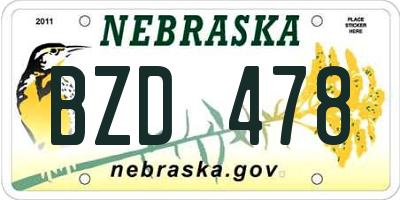 NE license plate BZD478