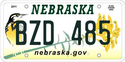 NE license plate BZD485