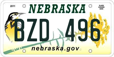 NE license plate BZD496