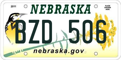 NE license plate BZD506