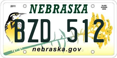 NE license plate BZD512