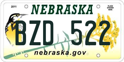 NE license plate BZD522