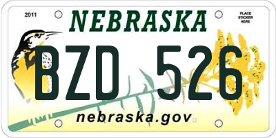 NE license plate BZD526