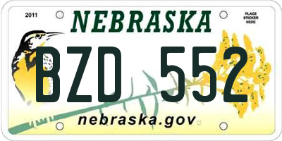 NE license plate BZD552