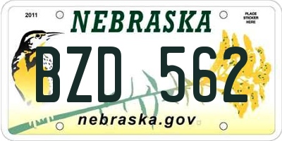NE license plate BZD562