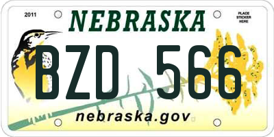 NE license plate BZD566