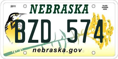 NE license plate BZD574