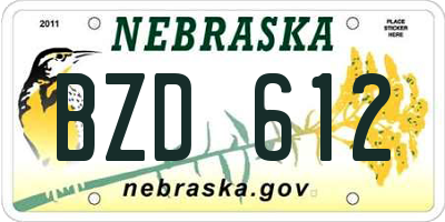 NE license plate BZD612