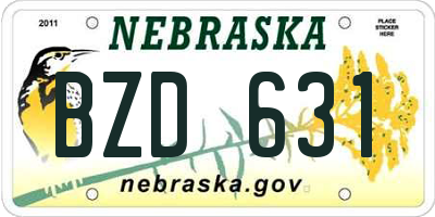 NE license plate BZD631