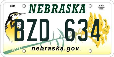 NE license plate BZD634