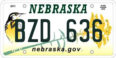 NE license plate BZD636