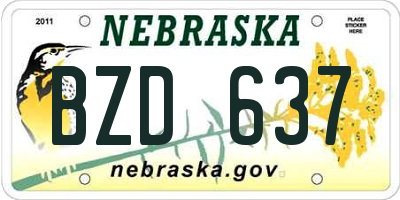 NE license plate BZD637