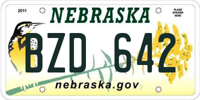 NE license plate BZD642