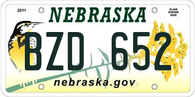 NE license plate BZD652