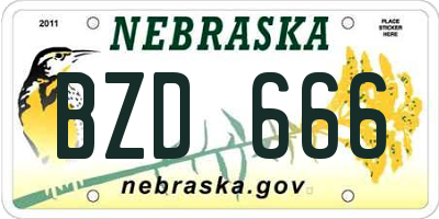 NE license plate BZD666