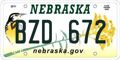 NE license plate BZD672