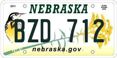 NE license plate BZD712
