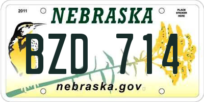 NE license plate BZD714