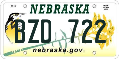 NE license plate BZD722