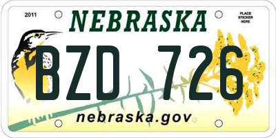 NE license plate BZD726