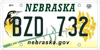 NE license plate BZD732