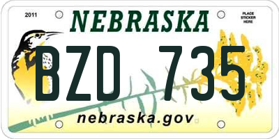 NE license plate BZD735