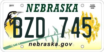 NE license plate BZD745
