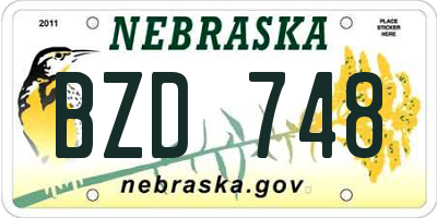 NE license plate BZD748