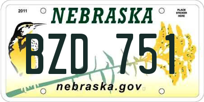 NE license plate BZD751