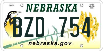 NE license plate BZD754