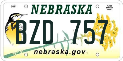 NE license plate BZD757