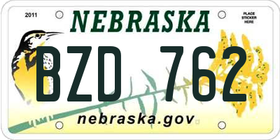 NE license plate BZD762