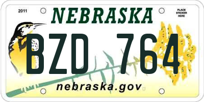 NE license plate BZD764
