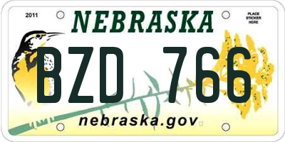 NE license plate BZD766