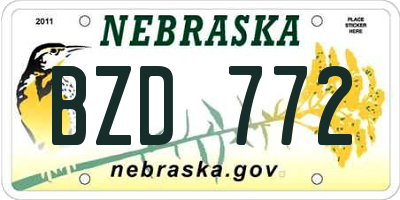 NE license plate BZD772