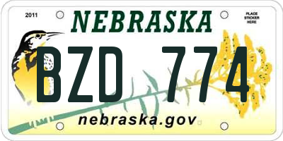 NE license plate BZD774