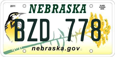 NE license plate BZD778