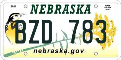 NE license plate BZD783