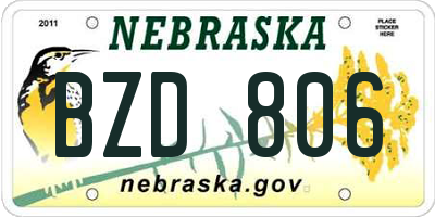 NE license plate BZD806
