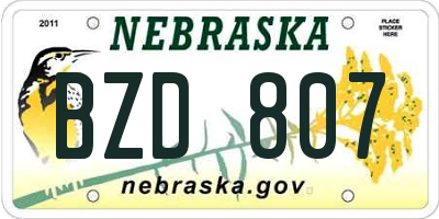 NE license plate BZD807