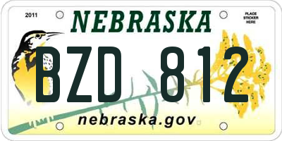 NE license plate BZD812